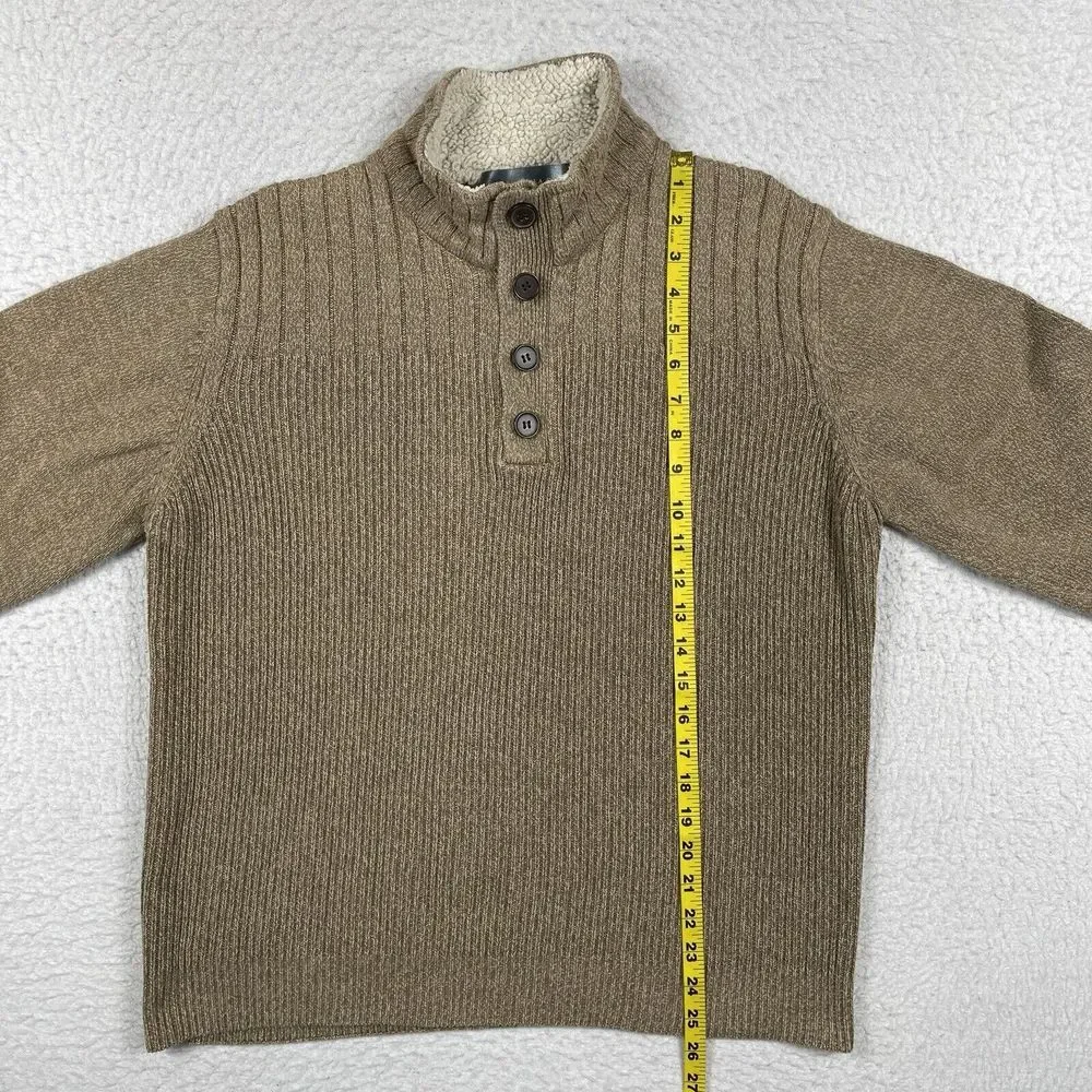 Oscar De La‎ Renta Sweater Mens XL Brown Sherpa Collar Pullover Preppy Workwear